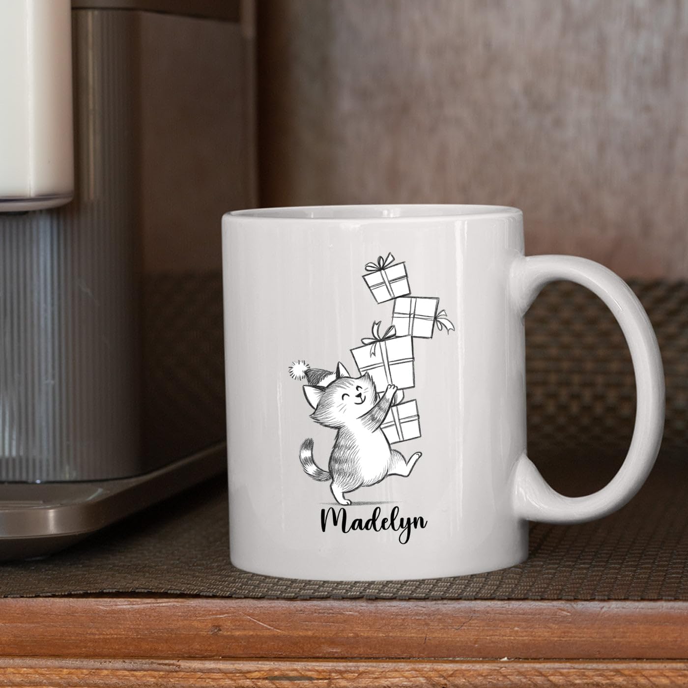 Customized Name Cat Lover Ceramic Mug Gift For Cat Mom/Dad/Family/Friends, Personalized Cats Coffee Mug 11 15Oz, Cute Cats White Accent Cup Gift For Birthday Christmas Thanksgiving, Animal Teacup