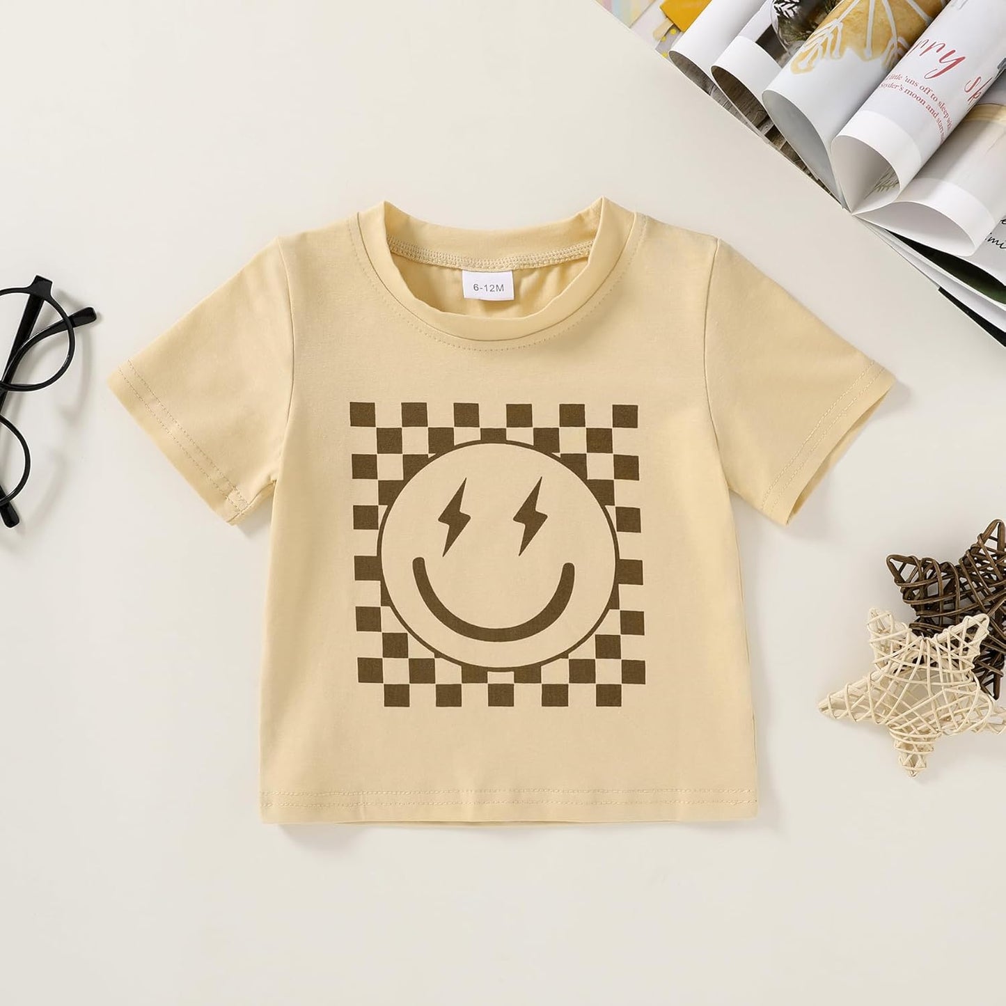 Happy Town Toddler Clothes Baby Boy Girl Smiley Face Shirt Short Sleeve T-Shirt Tee Summer Tops Outfits