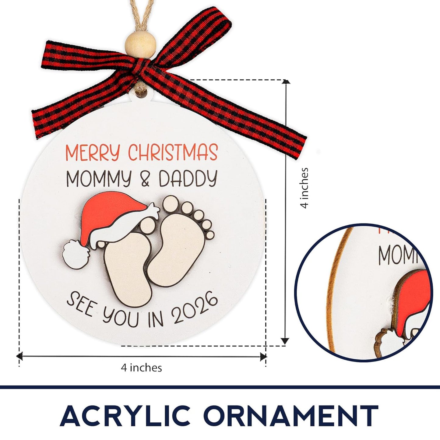 Baby First Christmas Ornament 2025, Expecting Baby Ornament 2026, New Mommy & Daddy Gift, Gifts for Expecting Parents Mom to be, New Baby Ornaments, Pregnancy Ornament for Mommy & Daddy to be