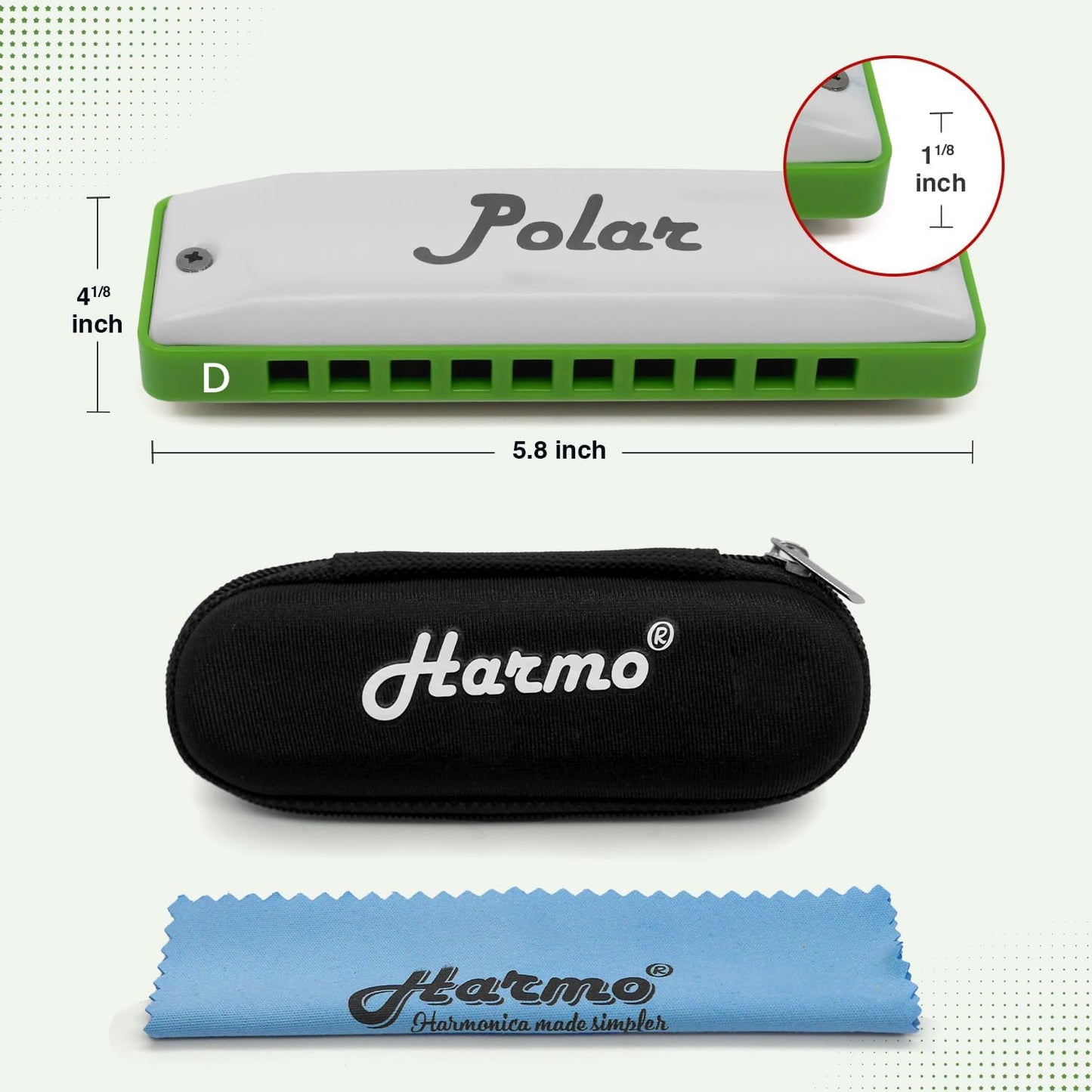 Polar Diatonic Melody Tuned Harmo Harmonica Key of D - Special Tuning for Easy Melodies in Cross Harp, 2 Octaves Without Bends, Loud & Responsive with Smooth Edges - USA-Checked