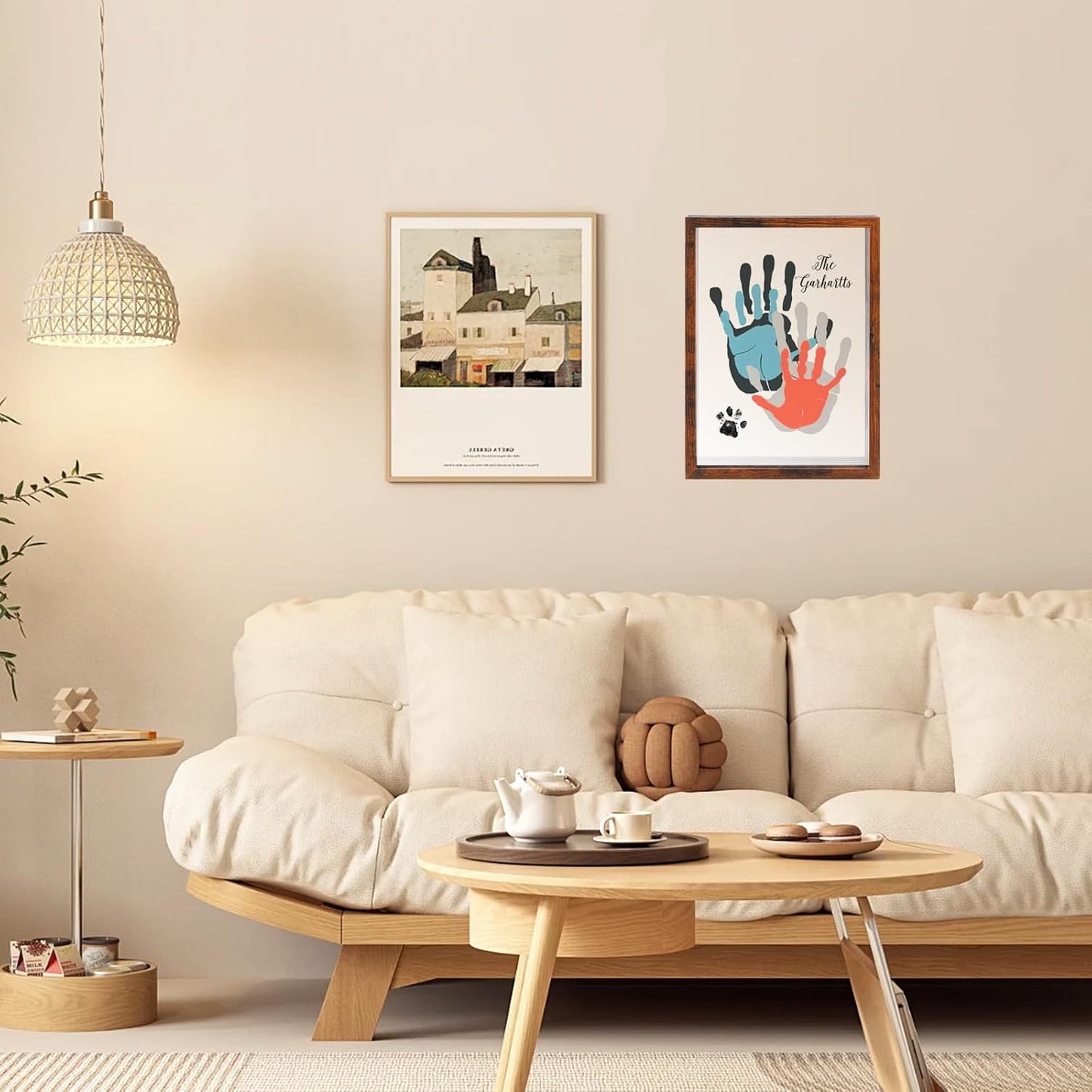 Family Handprint Kit,DIY Colorful Craft Keepsake Art Baby Newborn Hand and Footprint Wooden Frame for Home Decor New Mother Gifts Set(5 Sheets with 8 Colors) (Black)