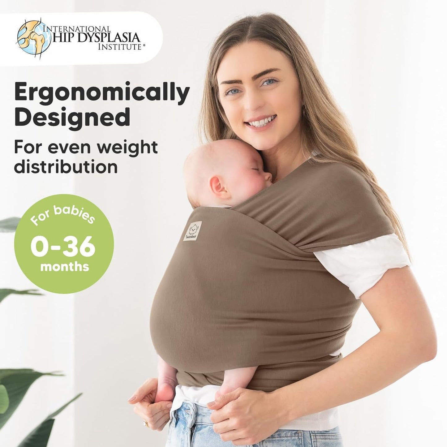 KeaBabies Baby Wrap Carrier - All in 1 Original Baby Carrier Newborn to Toddler Sling, Easy to Wear, Hands Free Bonding, Lightweight, Breathable Infant Wraps (Saddle Brown)