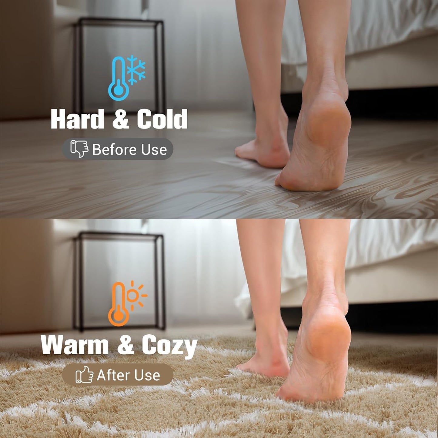 Fluffy Rug for Bedroom, Stripe Checkered Rug Anti-Skid High Pile for Living Room Bedroom Kids Room Nursery, Dorm Home Decor