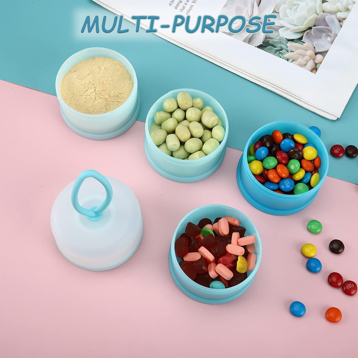 Accmor Baby Formula Dispenser On The Go, Stackable Travel Formula Container, Non-Spill Milk Powder Baby Kids Snack Storage Container, BPA Free, 2 Packs