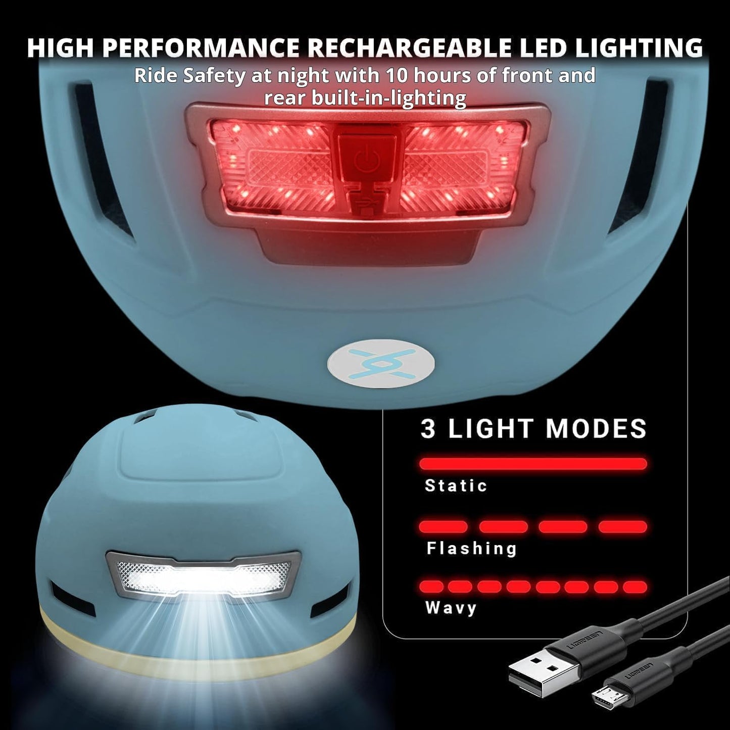 Kid Bike Helmets for Boys and Girls | Fit Head 51-54cm Circumference | CPSC & NTA-8776 Dual Certified | Multi-Sport Helmets with LED Lights, Magnetic Buckle, Detachable Visor