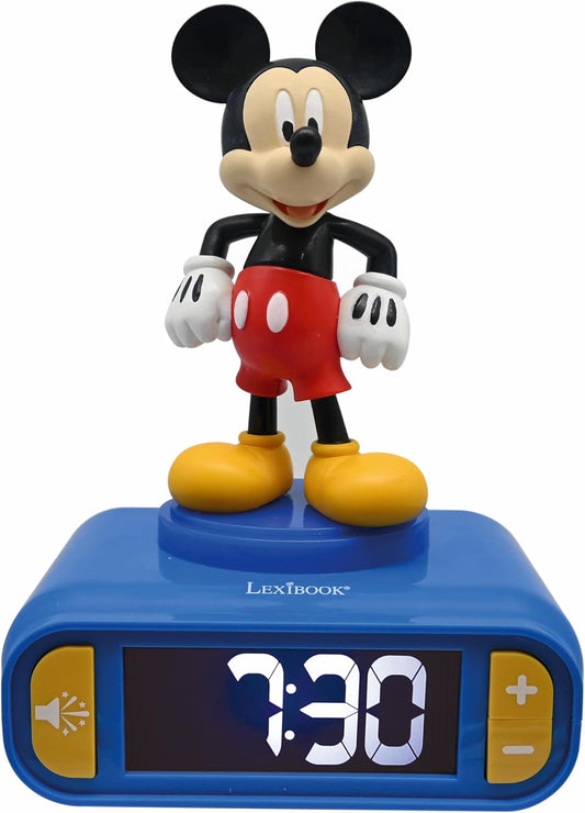 LEXiBOOK, Disney Mickey, Mickey Nightlight Alarm Clock, Sounds and Melodies, LCD Backlit Screen, Luminous, Snooze, Blue, RL800MCH