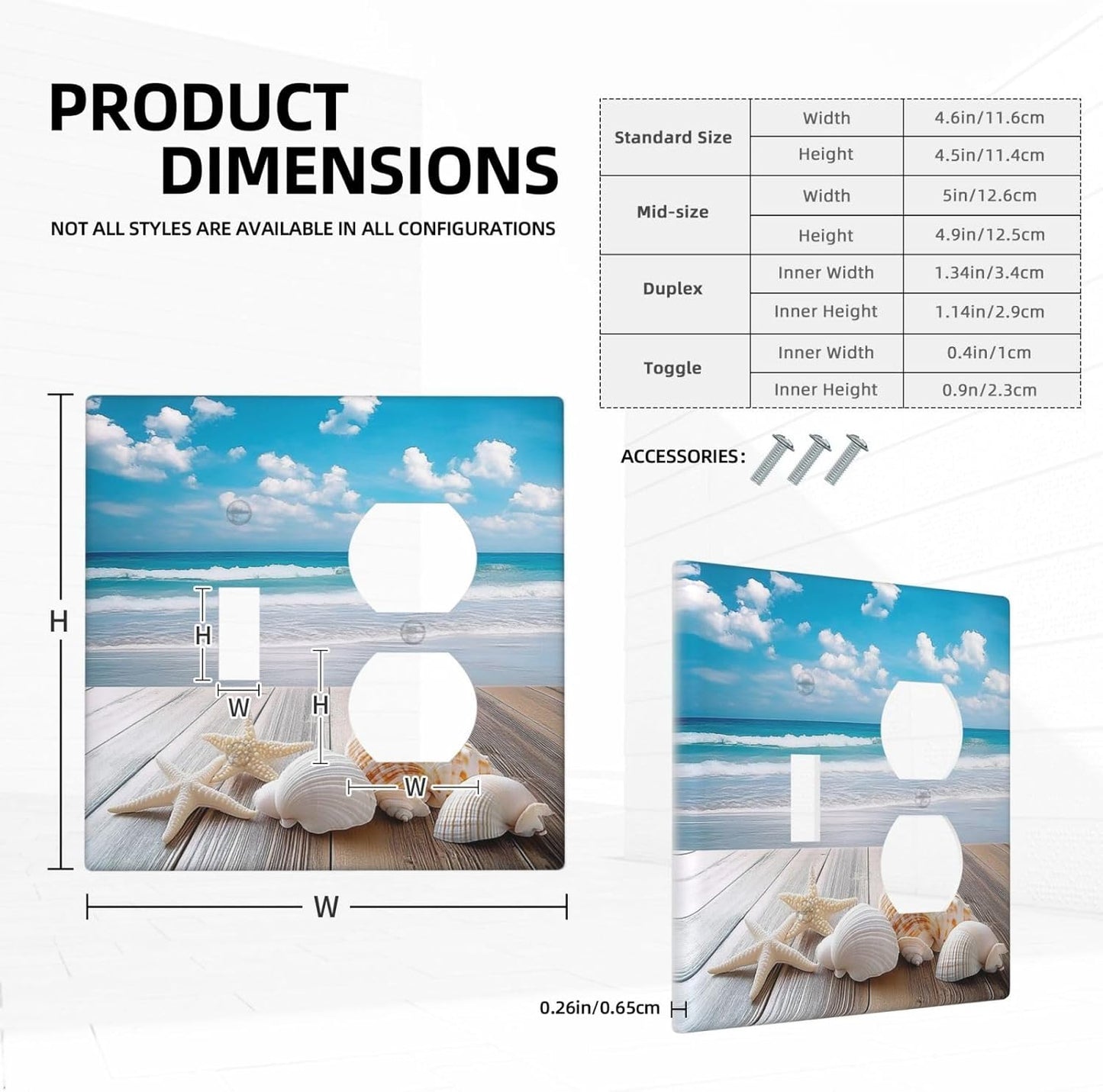 Wallplates Beach Waves Brown Wood Starfish Shells 1 Toggle 1 Duplex Switch Plate Electrical Gfci Faceplate Decorative Light Switch Covers For Bathroom Living Room Decor