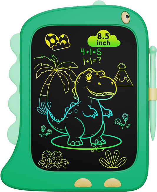 Kikapabi LCD Writing Tablet, Dinosaur Toys Gifts for Boys Age 3 4 5 6 7 Year Old, 8.5inch Colorful Doodle Board Pad for Kids, Birthday Toddler Toy Age 3-7 Portable Travel Drawing Green
