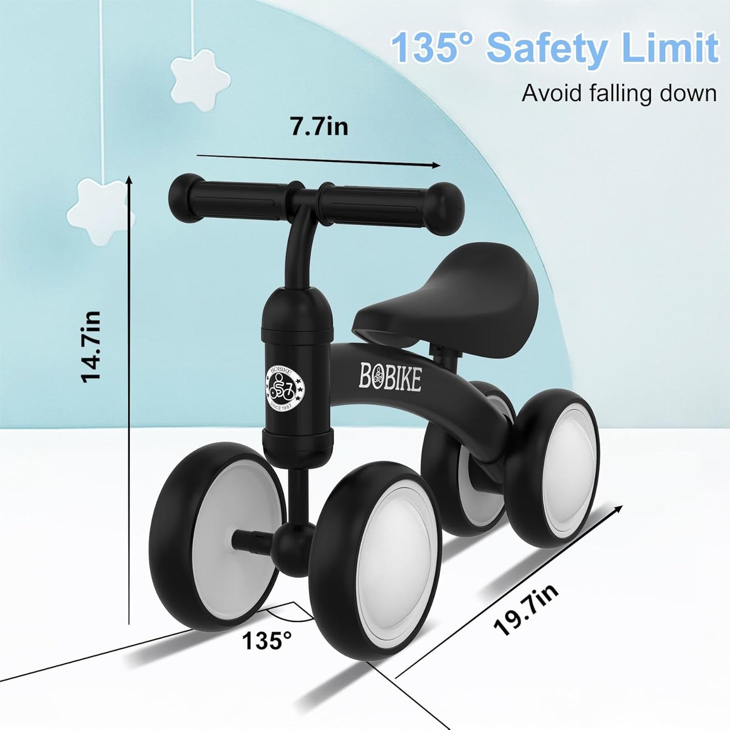 Baby Balance Bike Toys for 12-36 Months Kids Toy Boy and Girls Gifts Toddler Best First Birthday Gift Children Walker No Pedal Infant 4 Wheels Bicycle (Colorful, Black-Light)