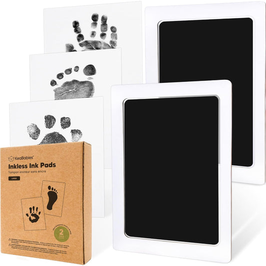 2-Pack Inkless Baby Hand and Footprint Kit - Mess Free Ink Pad for Newborn Keepsake, Dog Nose & Paw Print Kit, Clean Touch Ink Pad for Baby Hand & Footprints, Ideal New Mom Gifts (Jet Black, L)