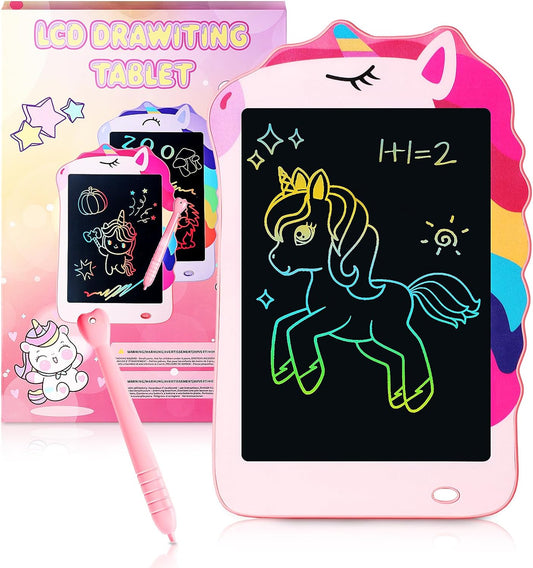 Unicorn Toys LCD Writing Tablet for Girls Kids,Colorful Toddler Drawing Tablet for Educational Baby Girl, Doodle Board Pad Toy for 3 4 5 6-12 Years Old Kid Birthday Party School, 8.5 Inch Pink