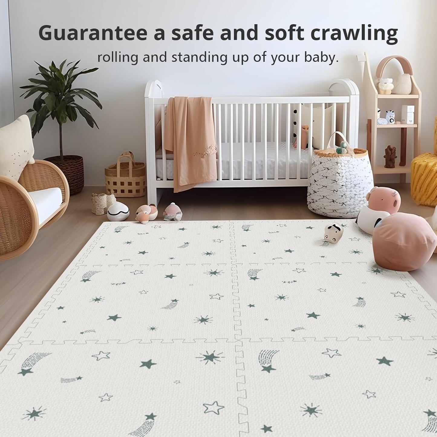 Baby Foam Play Mat, 72x48 Crawling Mat, Floor Mats for Kids for Baby with Interlocking Floor Tiles, Toddler Play Mats for Indoor and Outdoor, Easy to Clean Playroom Playmats