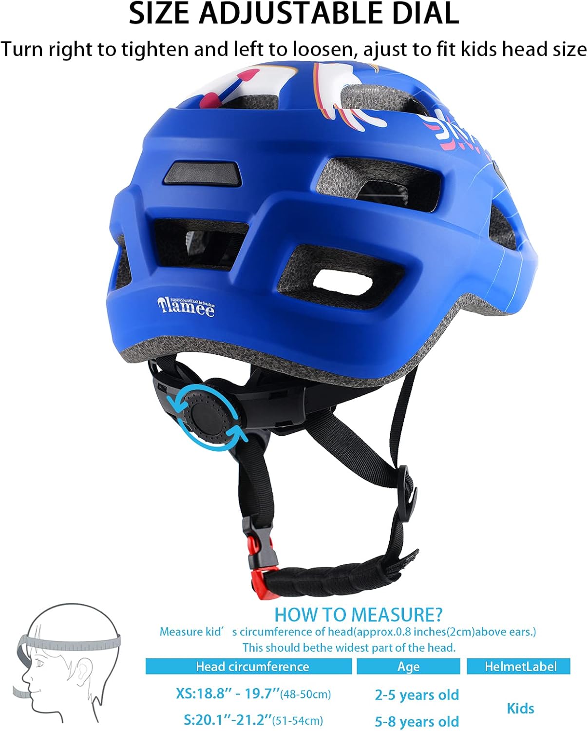 Kids Bike Helmet for Ages 1-8 Years, Adjustable Toddler Boys and Girls Helmets, Lightweight Child Infant Bicycle Cycling Scooter Sports Helmet 48-54cm