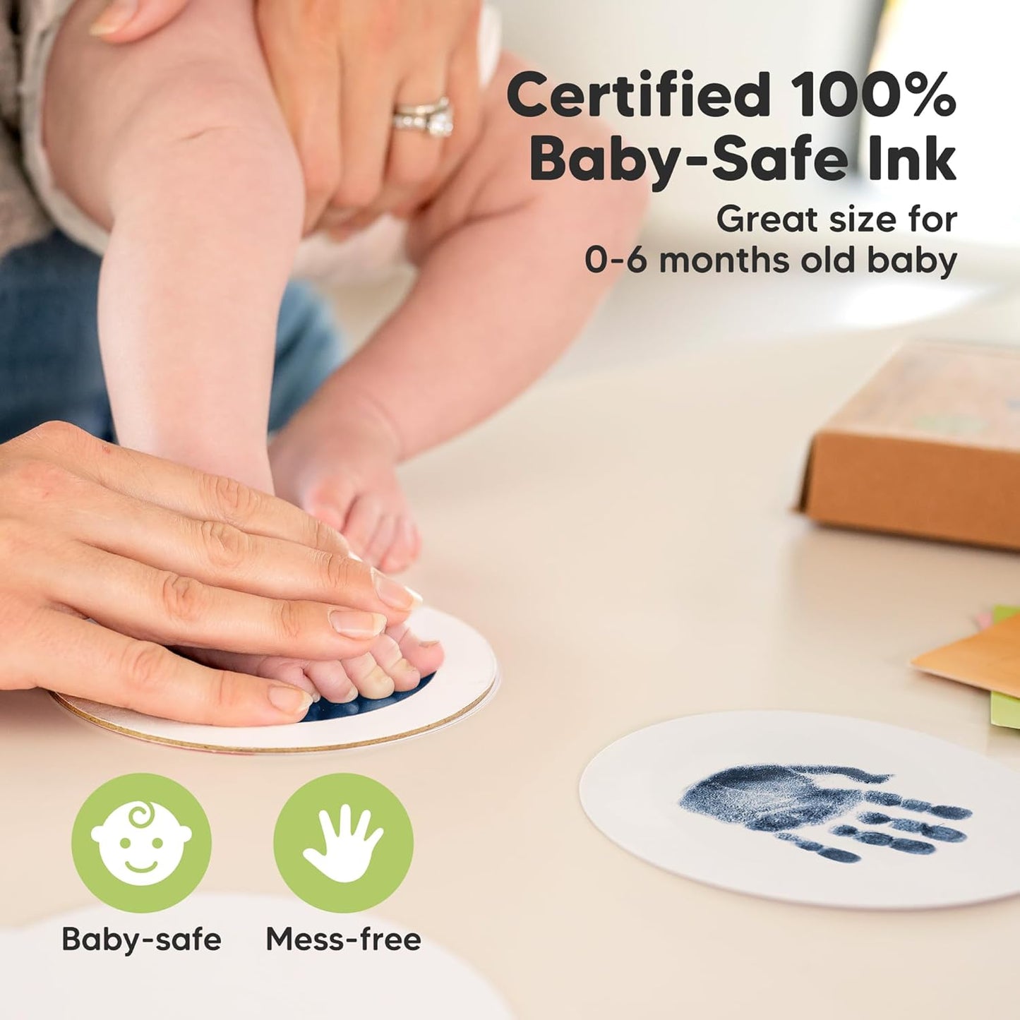 2-Pack Round Inkless Baby Hand and Footprint Kit - Mess Free Ink Pad for Newborn Keepsake, Dog Nose & Paw Print Kit, Clean Touch Ink Pad for Baby Hand & Footprints, Ideal New Mom Gifts (Navy)