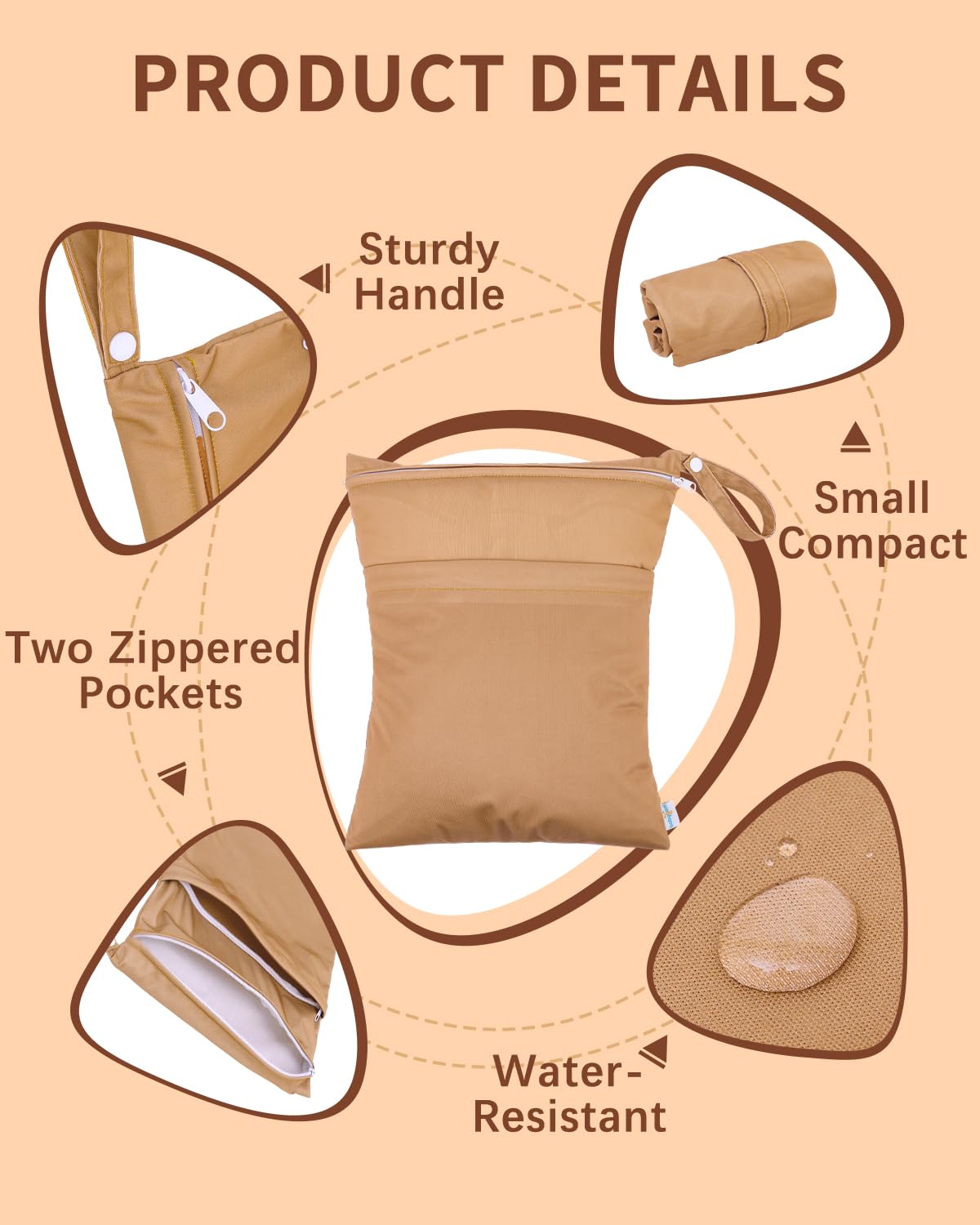 babygoal Wet Bags 3 Pack, Waterproof Travel Dry Bags for Baby Diapers, Beach, Pool, Gym, Swimsuits, Food Storage and Wet Clothes 3LN37-B