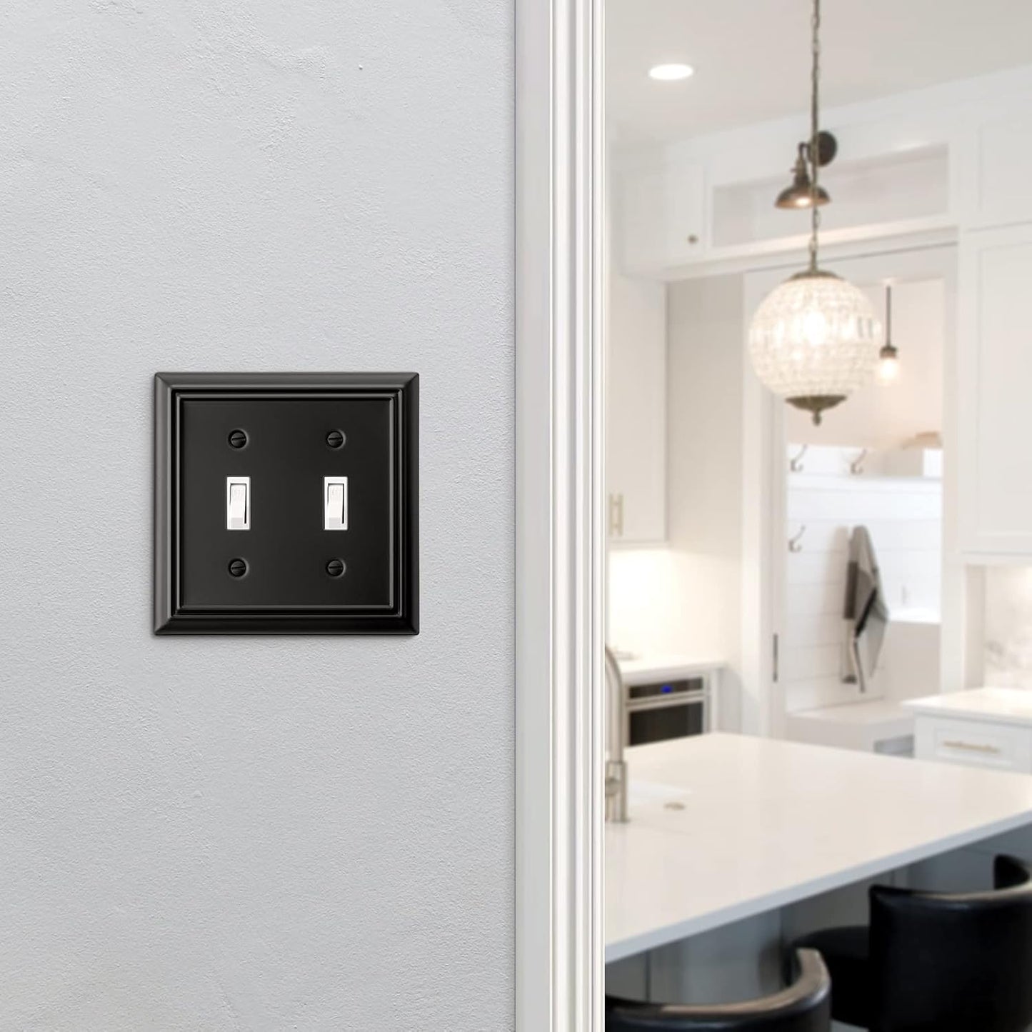 DEWENWILS Decorative Light Switch Cover, Metal Toggle Light Switch Wall Plate, 2-Pack