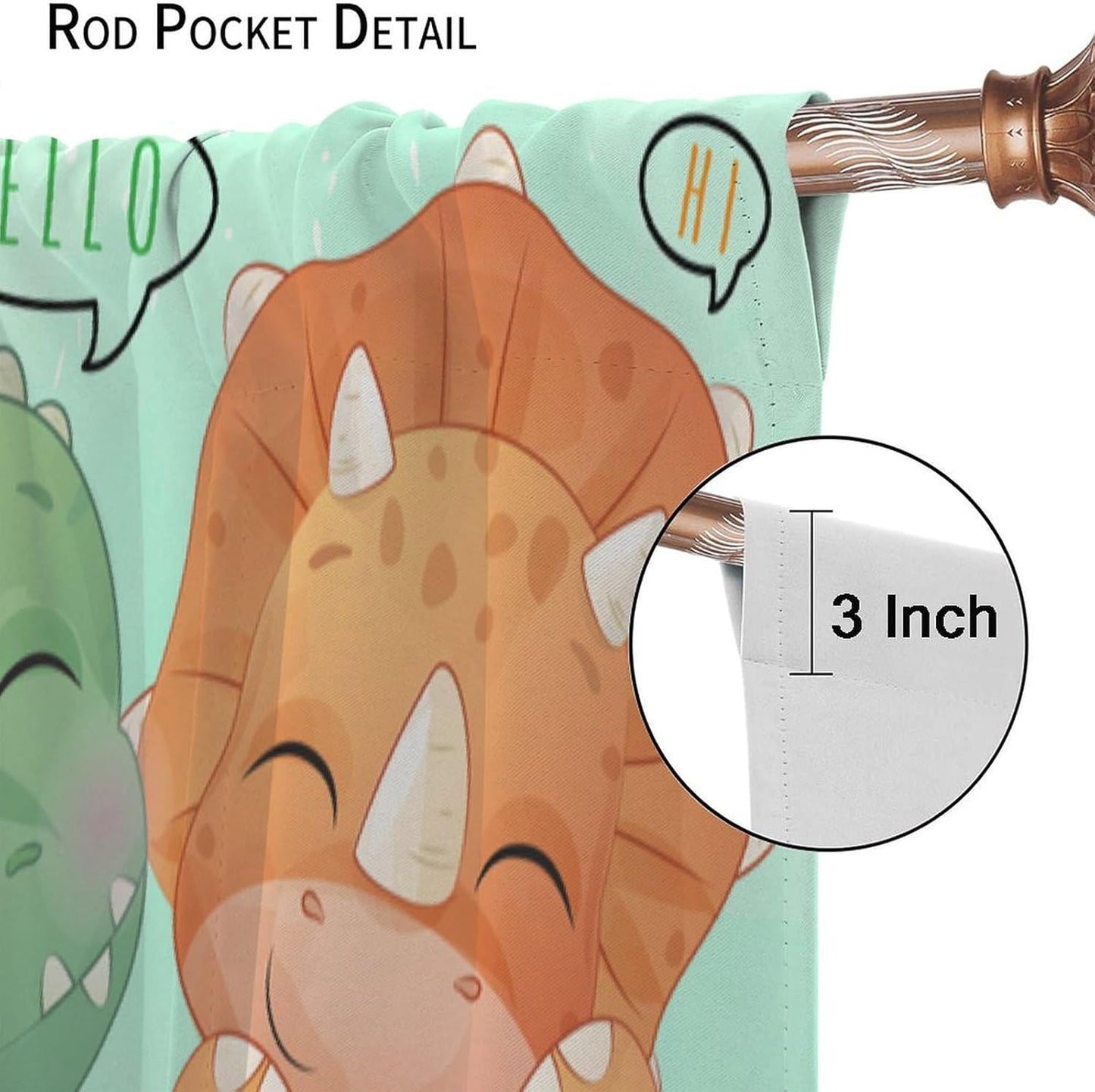 Kids Dinosaur Curtains for Boys Girls Bedroom Decor Cartoon Dino Colorful Cute Funny Animal Printed Blackout Rod Pocket Window Drapes for Baby Nursery Playroom Living Room W42xL84in 2 Panels