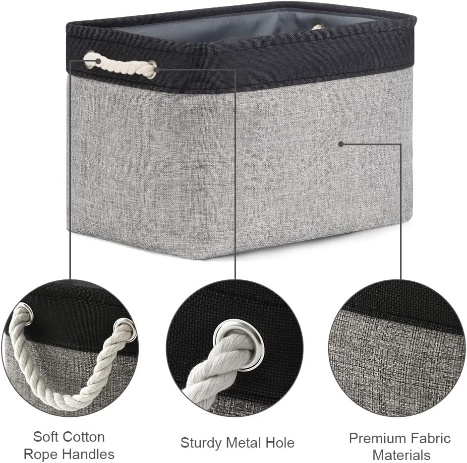 TheWarmHome Storage Basket for Organizing - 16x12x12 inch Cube Storage bin 3 Pack Fabric Storage Cubes, Collapsible Storage Box for Organizer Cloth Gift Toy Closet (Black & Grey)