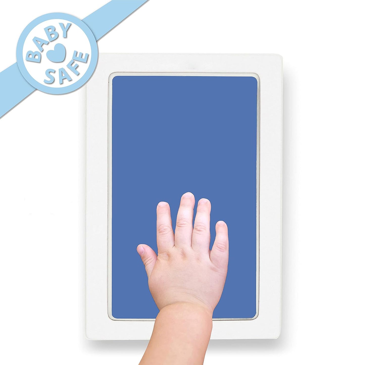 Large Clean Touch Ink Pad for Baby Handprints and Footprints – Inkless Infant Hand & Foot Stamp – Safe for Babies, Doesn’t Touch Skin – Perfect Family Memory or Gift, Blue Print Kit by Tiny Gifts