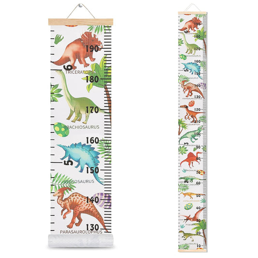 Kids Dinosaur Growth Chart Height Measuring Chart, Canvas Wall Hanging Rulers for Baby Children Kids Boys Bedroom Decor