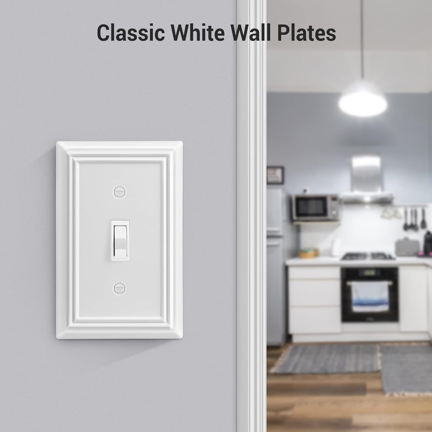 DEWENWILS 4-Pack Toggle Wallplate, Metal Light Switch Covers with White Finish, Heavy Duty Face Plates
