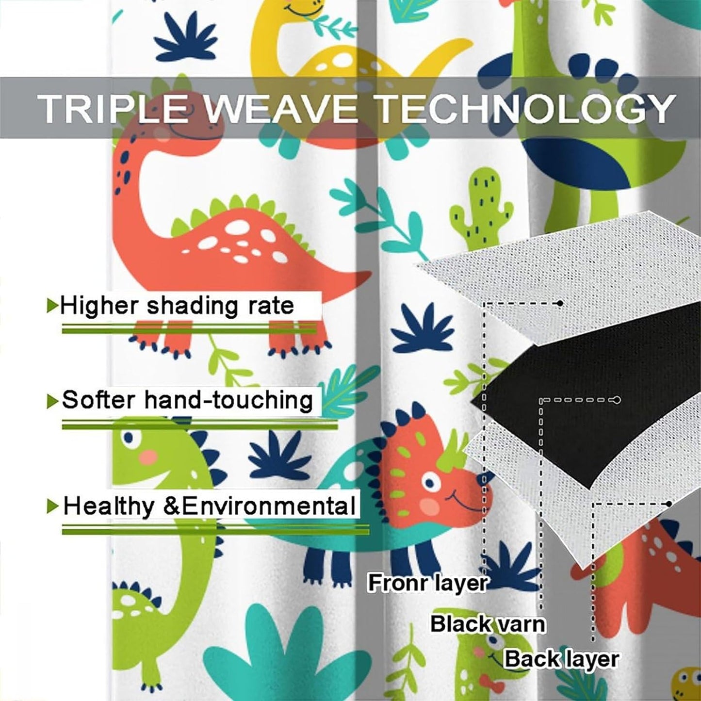 Rustic Dinosaurs Curtains Colorful Dino Kids Boys Cartoon Cute Cool Funny Decor Printed Blackout Rod Pocket Window Drapes for Living Room Bedroom W21xL54in 2 Panels