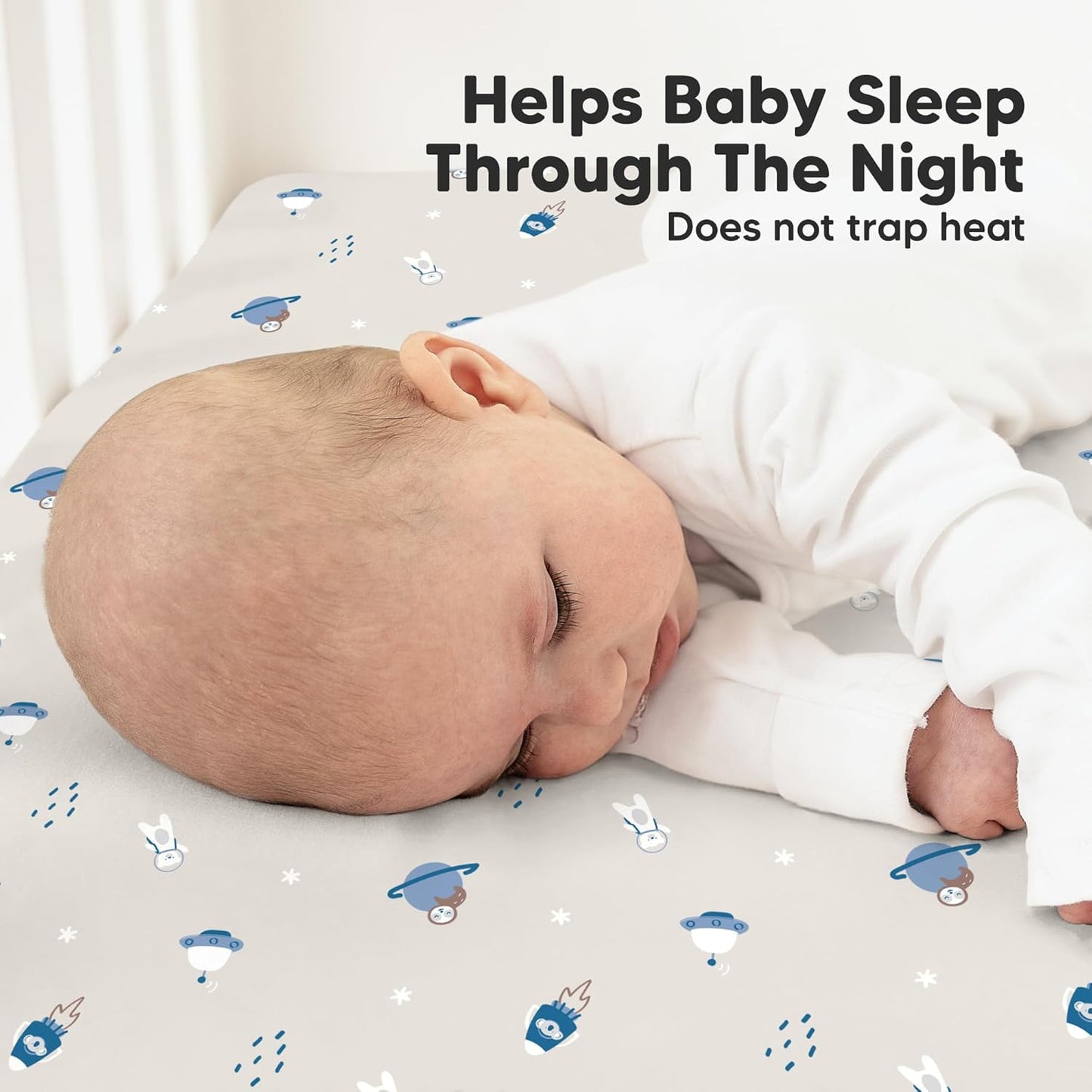 KeaBabies 2-Pack Organic Crib Sheets for Boys, Girls - 52x28 Fitted Crib Mattress Sheet Neutral, Breathable Jersey Cotton Cover for Baby Bed, Toddler Mattress, Soft & Cute Prints (Cosmo)