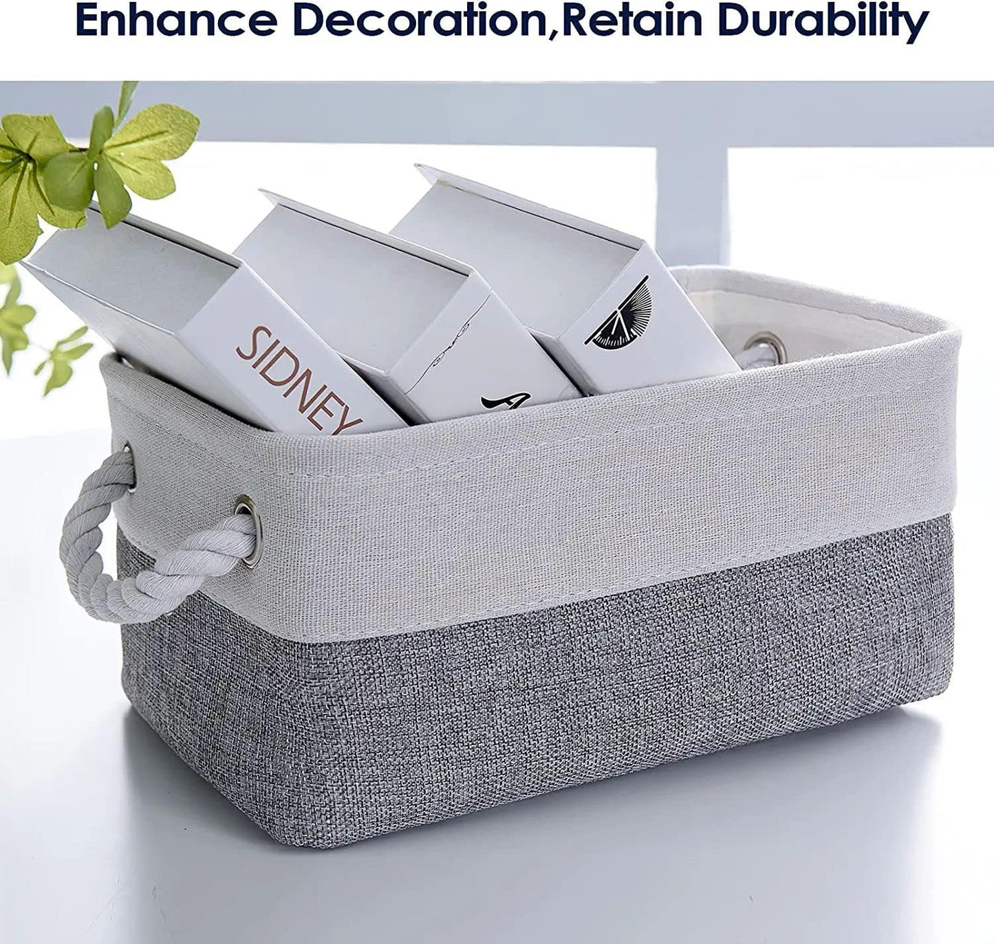 Fabric Storage Bins 12x8x5 inch [6-Pack] with Rope Handles - Decorative Baskets for Organizing