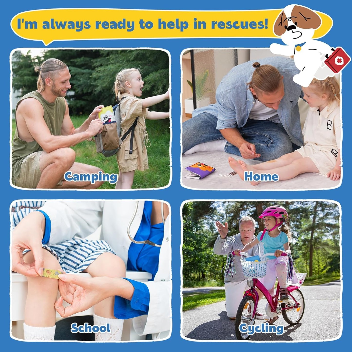 StBernard First Aid Kit for Kids, Small Pocket Size Medical Kit with Cute Bnadages, Tools for Daily Emergencies, Organized Pouch for Toddler & Children, Home, Camping, Travel, Playground(Yellow)