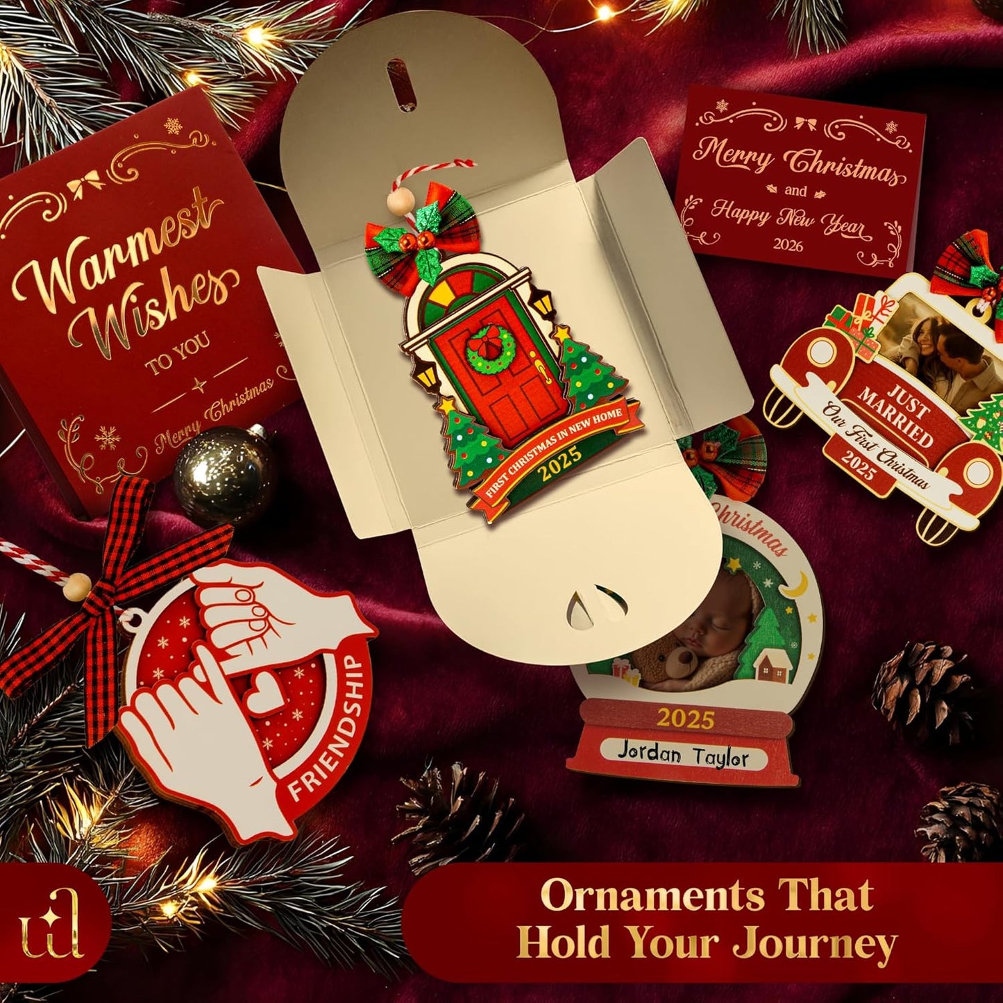 New Home Ornament 2025 - Our First Home Ornament 2025 for Christmas Tree Decorations, Christmas Ornaments New Homeowner Gifts Ideas, House Warming Gifts for Couples