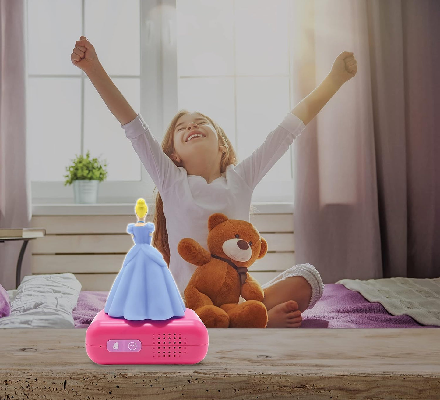 LEXiBOOK - Disney Princess Digital Alarm Clock for Kids with Night Light Snooze, Childrens Clock, Luminous Disney Princess, Pink Colour - RL800DP