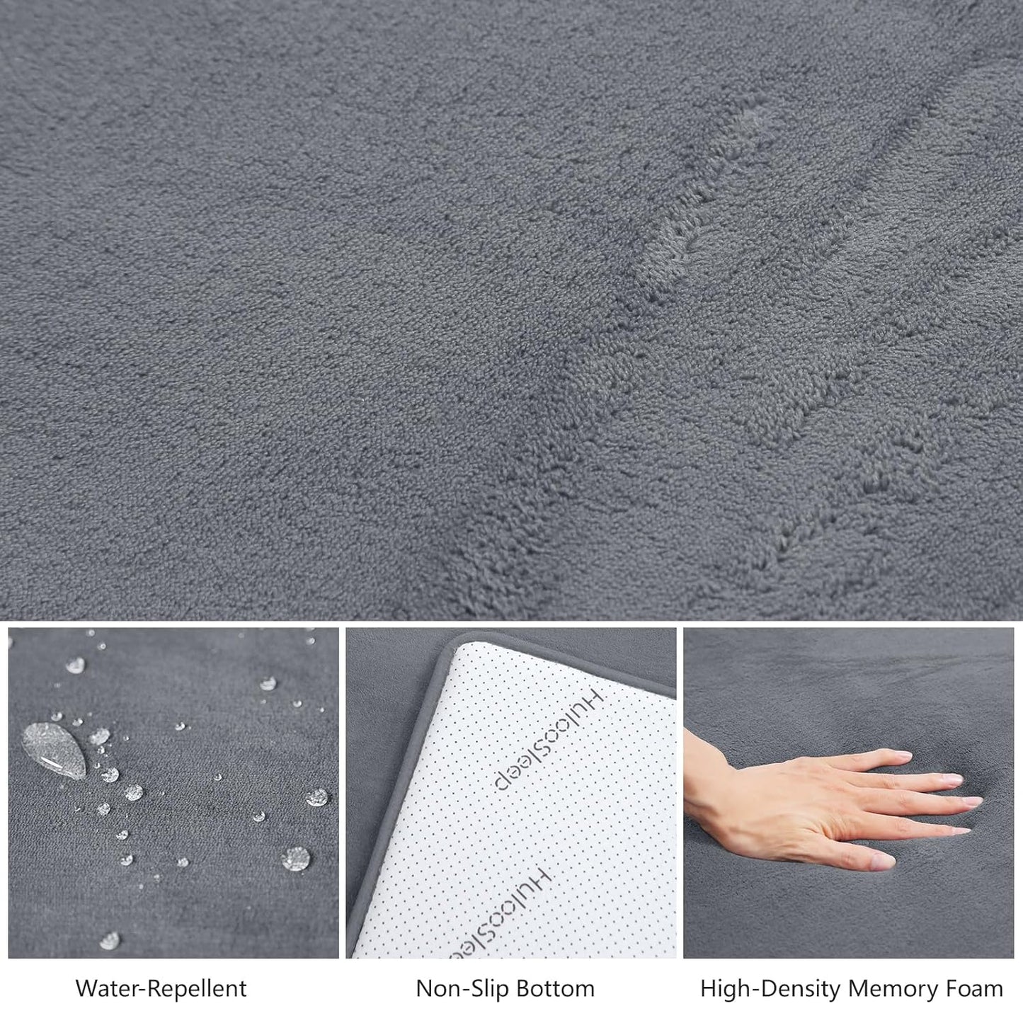 Baby Play Mat for Floor,1.3" Thick Elasti-Foam 50"×50" Playpen Mat for Tummy Time,Water Repellent Soft Coral Velvet for Toddler,Infant,Kids,Non-Slip Backing Safe for Crawling(Dark Grey)