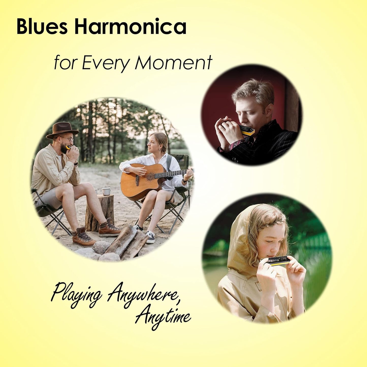 Diatonic Harmonica of A flat Key,Blues Mouth Organ 10 Hole 20 Tones, Reed of Phosphor Bronze, ABS Combo, Easy-Clean Cover,10 Hole Blues Harp for Adult, Beginner