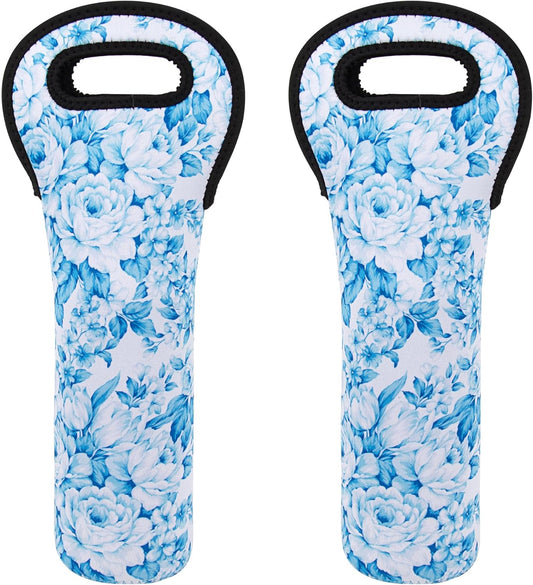 Wine Bag, Wine Carrier Tote Bag, Wine Bottle Protector, Insulated Neoprene Hand Bag, Wine Bags for Wine Bottles Gifts, Wine Bottle Holder for Travel with Secure Carry Handle (2 Pack)