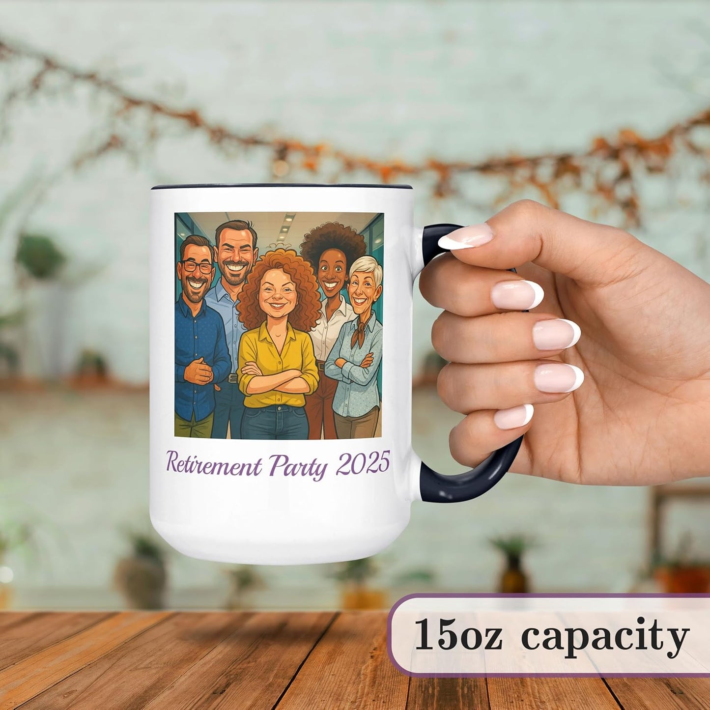 Personalized Coffee Mug, Custom Photo Caricature Gift, Funny Customized Coffee Gift for Men & Women, Custom Mugs with Pictures, Black 15oz Father's Day Mug