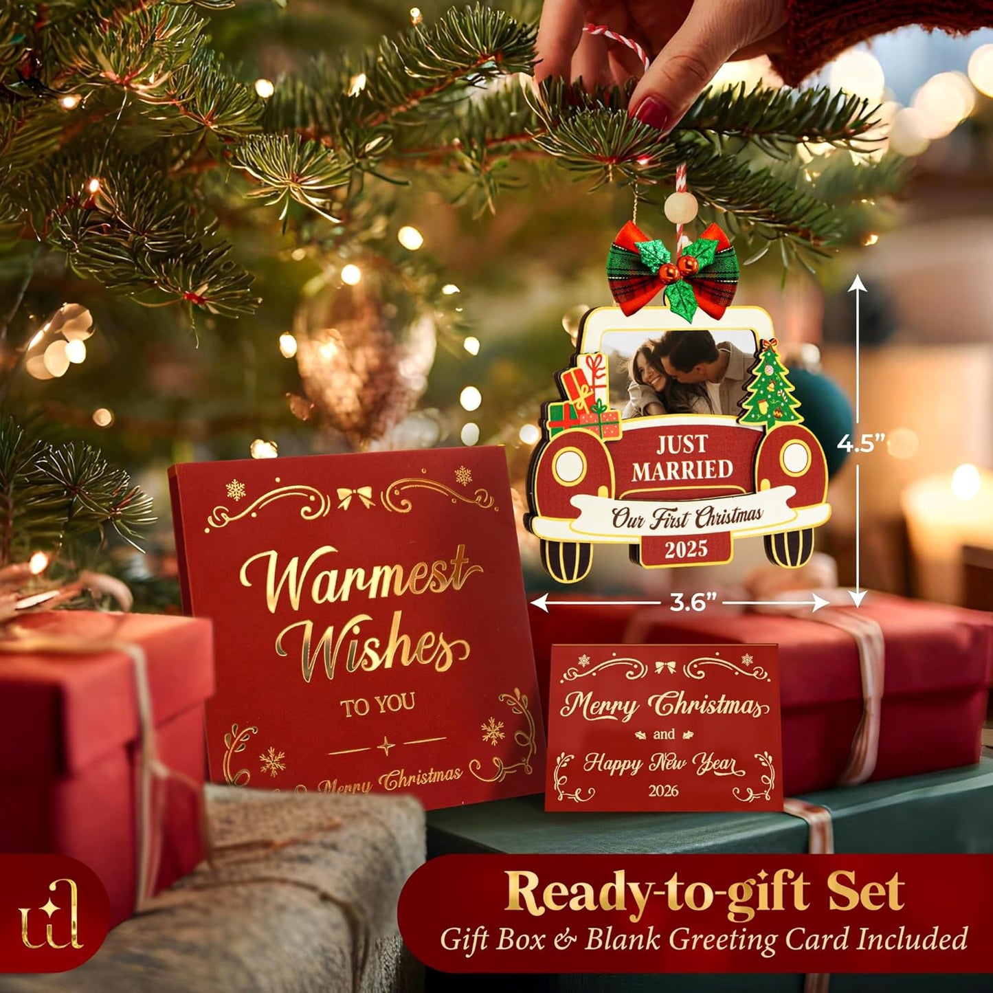 Our First Christmas Married Ornament 2025- Just Married Ornaments 2025, Wedding Ornament 2025, Unique Wedding Gifts for Couples 2025, 1st Newlywed Christmas Ornaments 2025