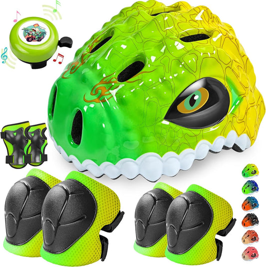 Toddler/Kids Bike Helmet Set for Boys Girls 3D Adjustable Kids Helmet Protective Gear Set Knee Elbow Wrist Pads and Multi-Sports Skateboard Scooter Cycling Roller Balance Bike