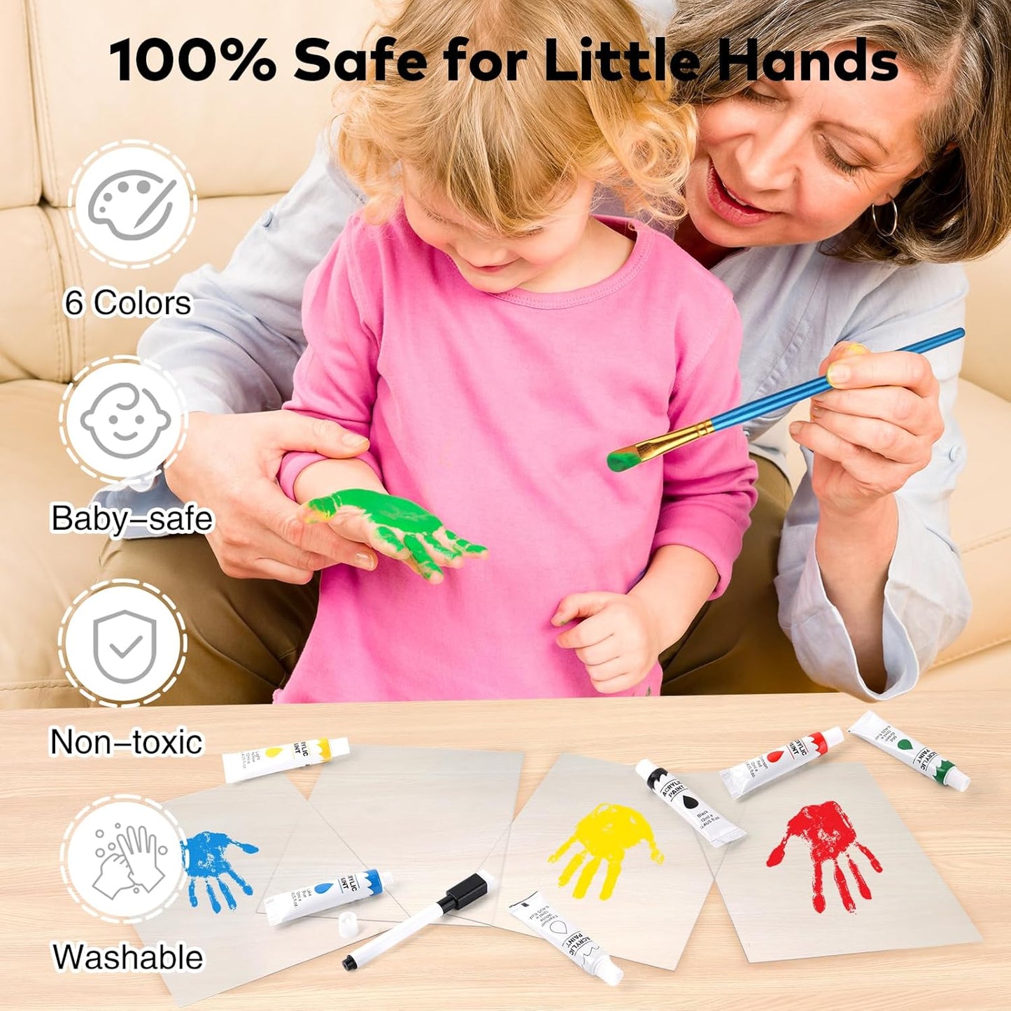 Family Handprint Kit, DIY Craft Keepsake Photo Frame, Hand Print Ornament Kits, Family Gifts for New Parents & Mom & Baby, Grandparents, Couples, Father's Day, Mother's Day, Anniversary