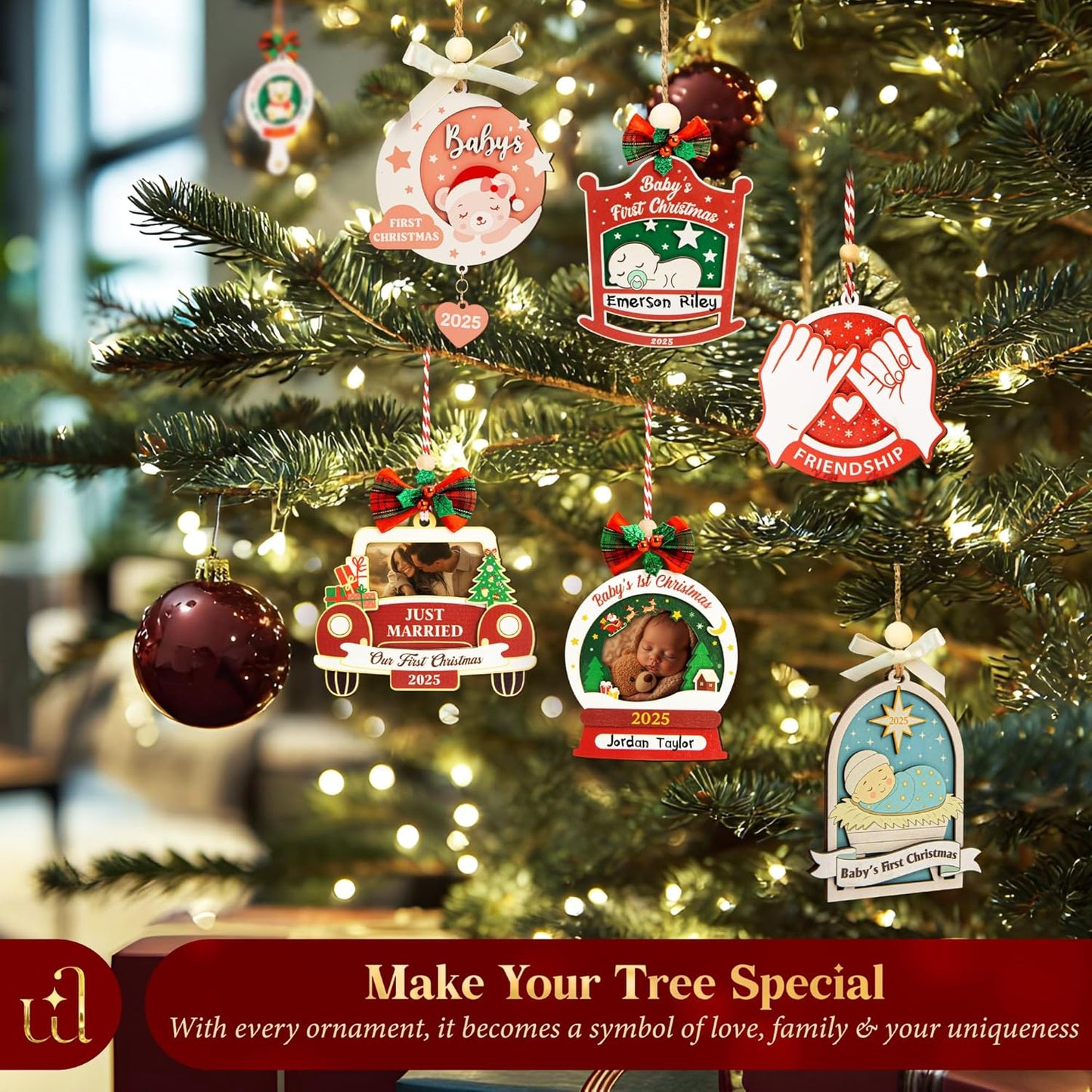 Baby First Christmas Ornament 2025 for Girl Boy - Baby's 1st Ideas for Parents, Babies Newborn Ornament Keepsake Babys First Xmas Ornaments for Xmas Tree Decorations