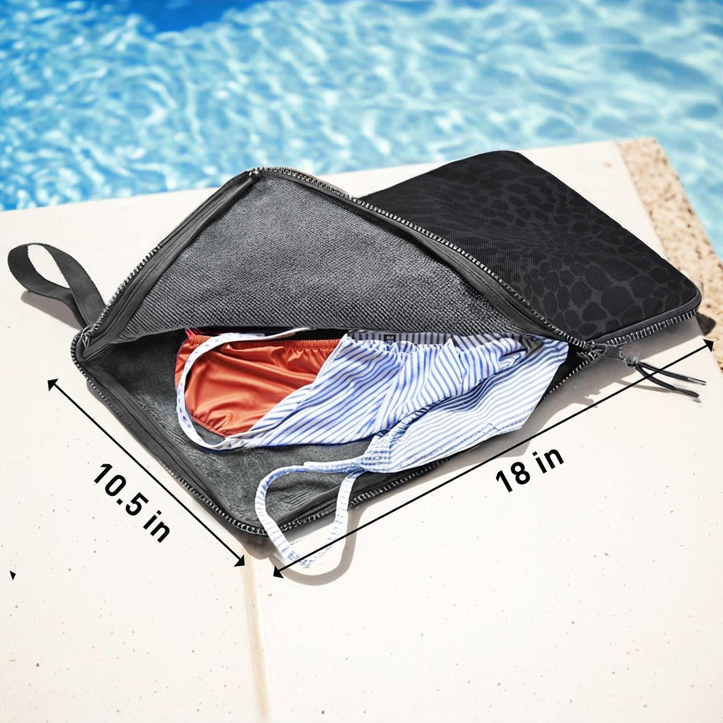 Wet Bag, Wet Dry Bag, Wet bag for swimsuit,Travel, Beach, Pool, Diapers, Dirty Yoga Gym Clothes, Waterproof Embedded Towel Wet Bag(Fleece)-Leakproof Wet Clothes Bag, Beach Travel Essentials