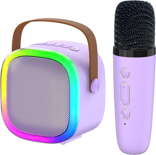 Karaoke Machine for Kids Adults, Portable Bluetooth Speaker with Wireless Microphone and LED Lights, Kids Toys Birthday Gifts for Girls and Boys Ages 4, 5, 6, 7, 8,9,10,11,12+ Years, Home Party