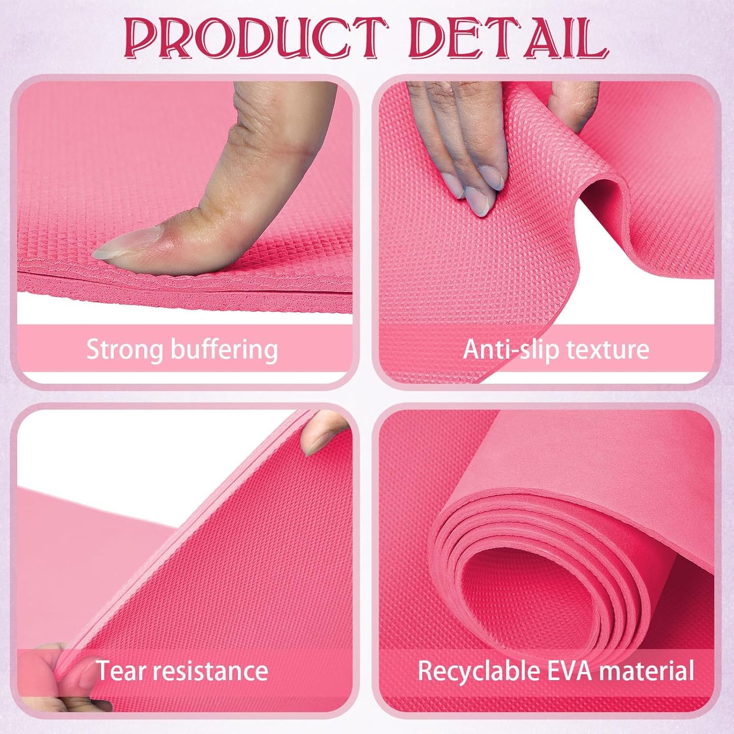 10 Pack Yoga Mats Bulk, 68'' x 24'' x 4mm Thick Yoga Mats for Kids and Adult Gym Mats Bundle Latex Free Exercise Mats with Non Slip Texture for Outdoor Yoga, Pilates or Workout