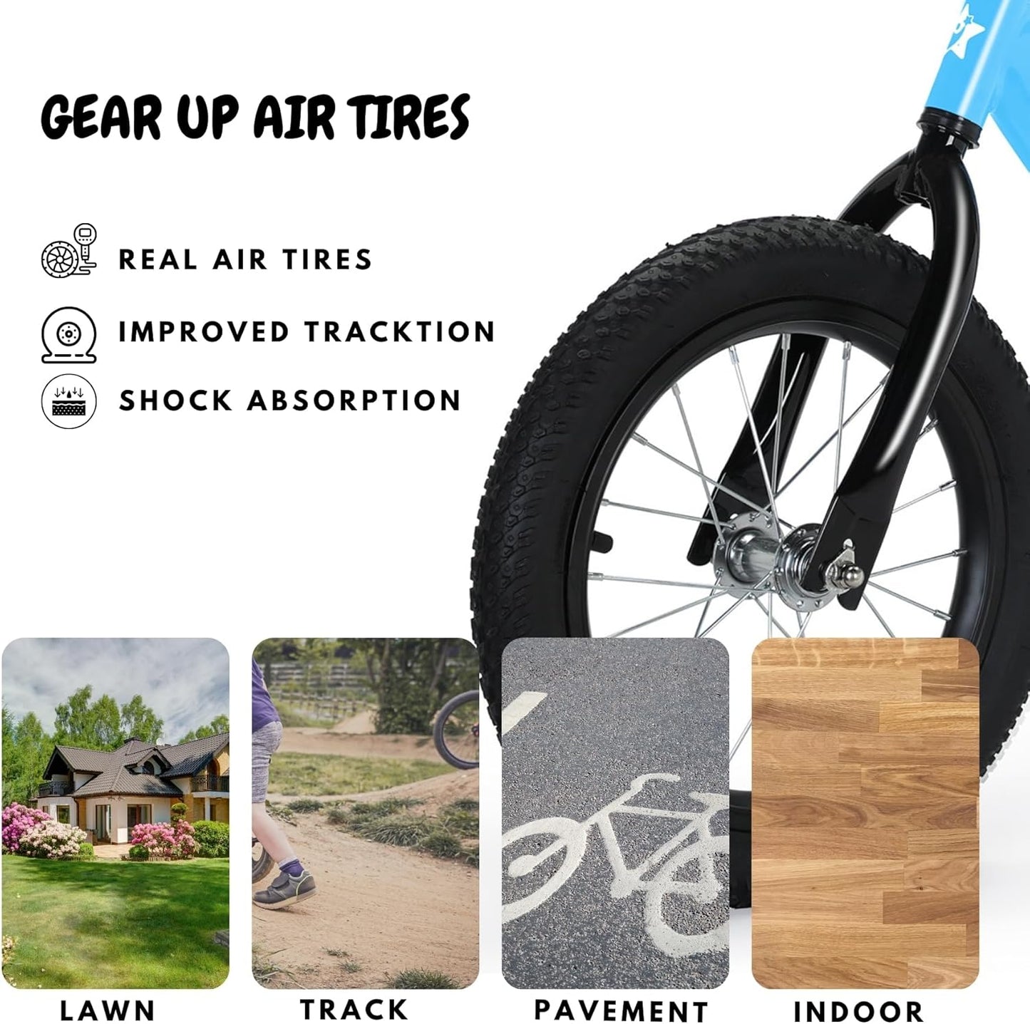 14 Inch Balance Bike for Kids 3-7 Year Old, Kids Bike with No Pedals, Air Rubber Tires, Adjustable Height, Pedalless Kids Bicycle for Boys, Girls