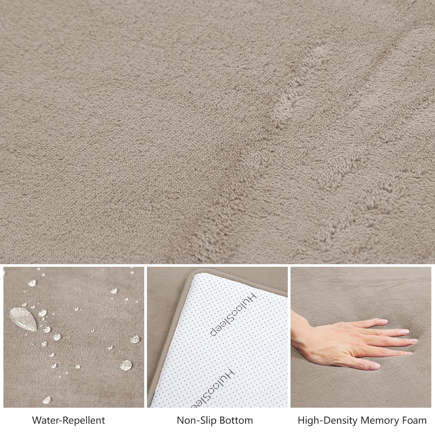 Baby Play Mat for Floor,1.3" Thick Elasti-Foam 50"×74" Playpen Mat for Tummy Time,Water Repellent Soft Coral Velvet for Toddler,Infant,Kids,Non-Slip Backing Safe for Crawling(Beige)