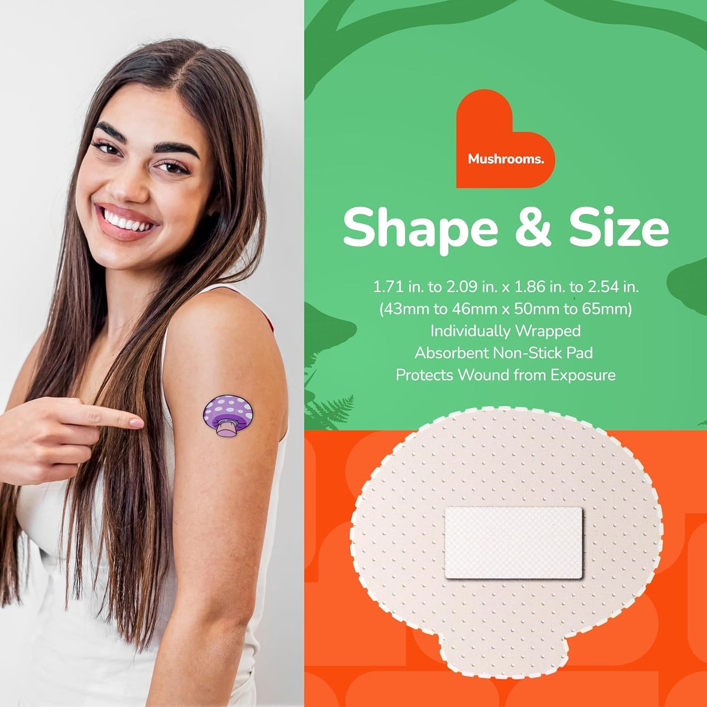 BioSwiss Bandages, Mushroom Shaped Self Adhesive Bandage, Latex Free Sterile Wound Care, Fun First Aid Kit Supplies for Kids and Adults, 24 Count