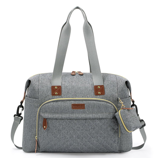 Tuwubi Diaper Bag Tote,Baby Diaper Bag with Pacifier Case Large Travel Diaper Tote Caddy for Mom and Dad Multifunction Large Baby Bag - Light Grey