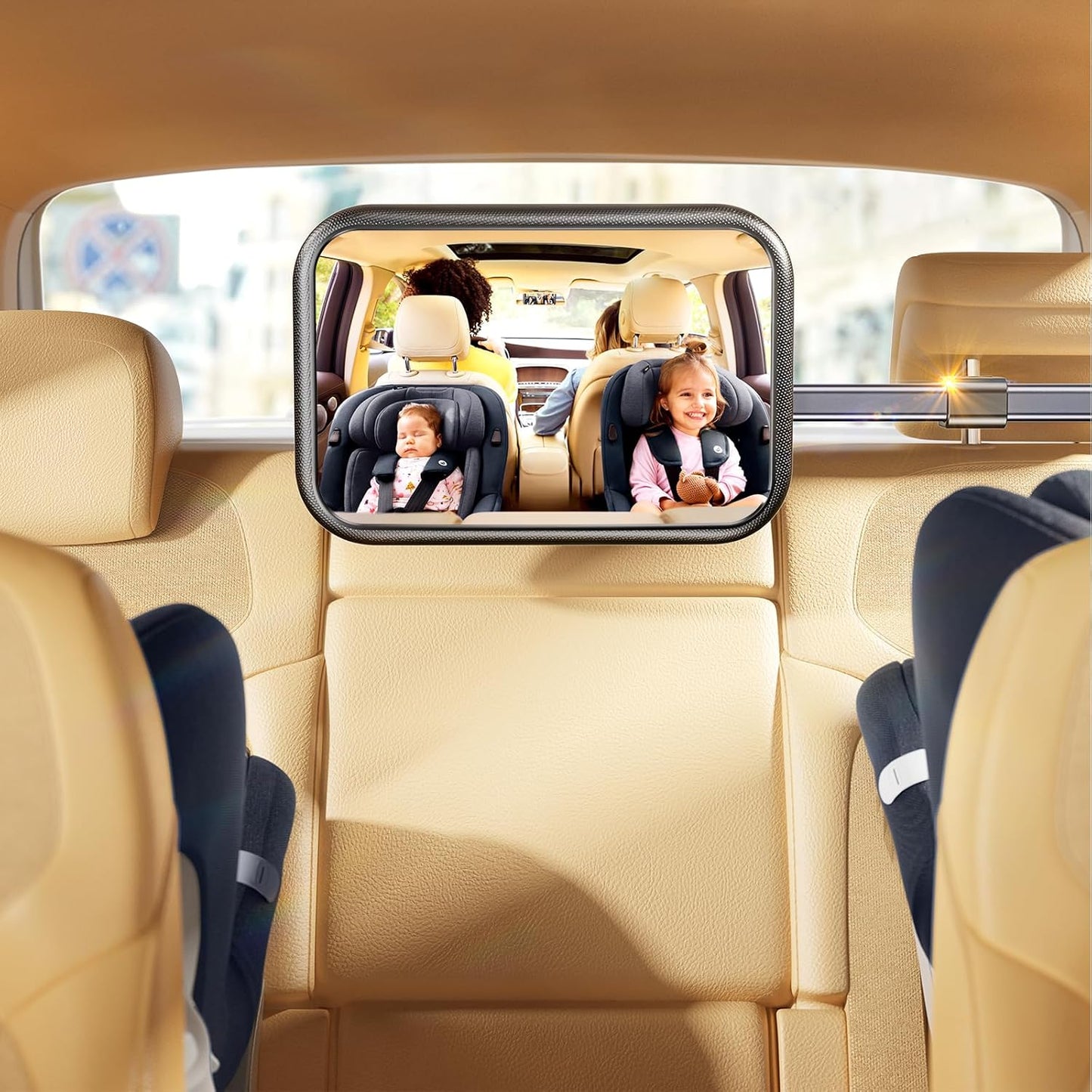 Baby Car Mirror, Stretchable 360° Caring Baby Mirror for Car Seat Rear Facing Seat Infant Shatterproof, Baby Essentials for Newborn, Crash Tested and Certified