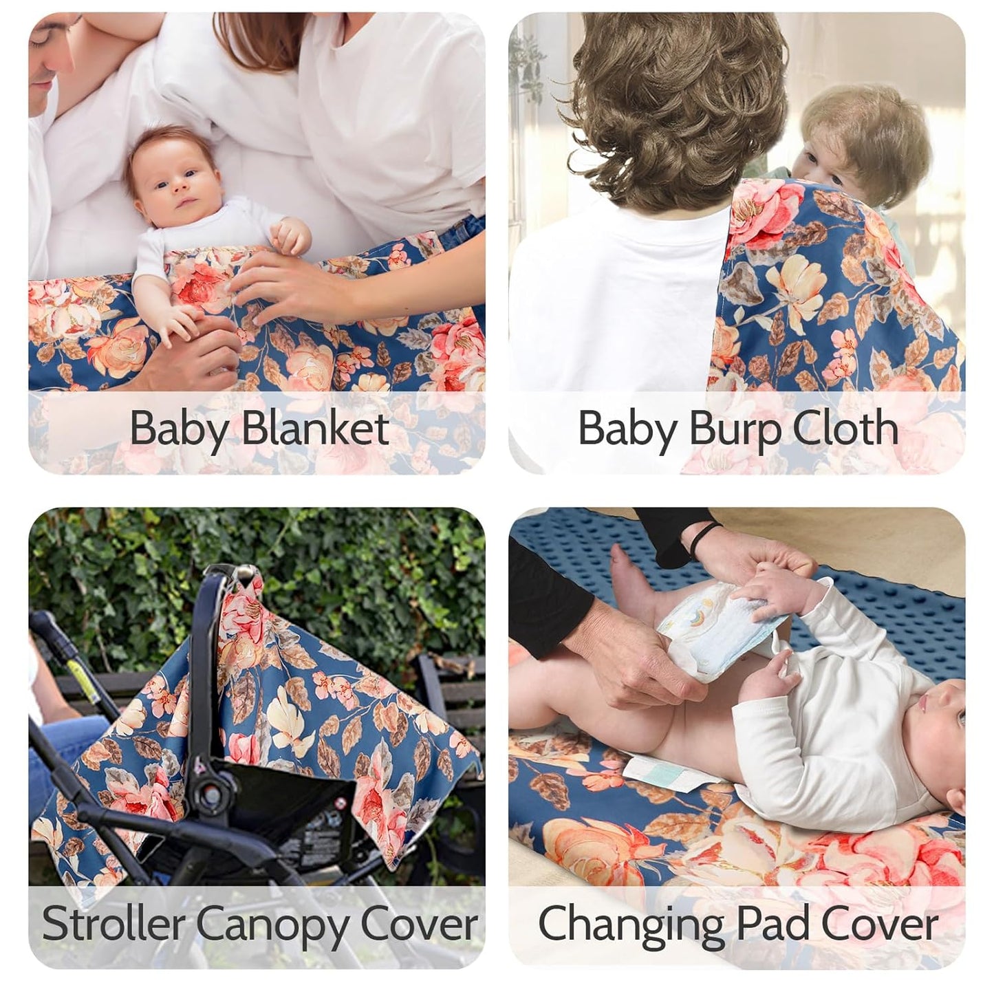 TANOFAR Car Seat Cover Baby, Carseat Covers Baby Boy Girl, Peekaboo Opening Infant Car Seat Cover for Winter, Warm & Cozy, Blue Floral