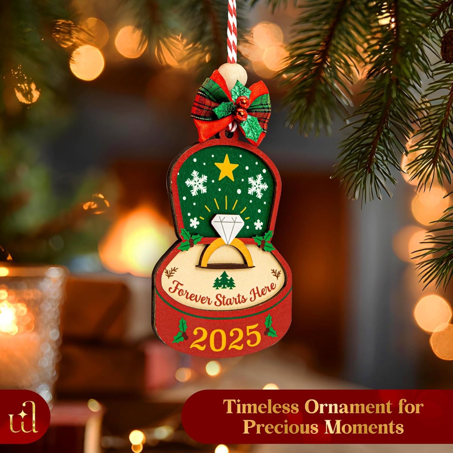 First Engagement Ornament 2025 - Just Engaged Ornament 2025 Engagement Gift for Newly Engaged Couples Fiance, Cool Bride to Be Gifts for Her, Unique Christmas Ornaments for Xmas Tree Decor