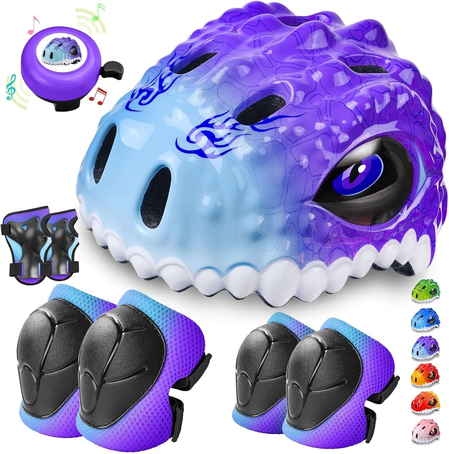 Toddler/Kids Bike Helmet Set for Boys Girls 3D Adjustable Kids Helmet Protective Gear Set Knee Elbow Wrist Pads and Multi-Sports Skateboard Scooter Cycling Roller Balance Bike